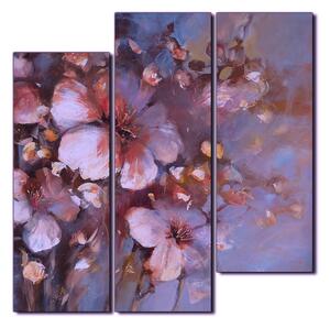 Obraz na plátne - Kvet mandlí, reprodukcia ručnej maľby - štvorec 3273FD (75x75 cm)