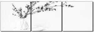 Obraz na plátne - Vetva eukalyptu v bielej váze na bielom pozadí - panoráma 5272QB (120x40 cm)