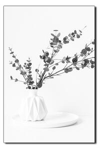 Obraz na plátne - Vetva eukalyptu v bielej váze na bielom pozadí - obdĺžnik 7272QA (100x70 cm)