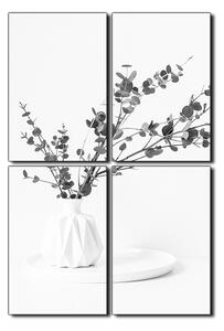 Obraz na plátne - Vetva eukalyptu v bielej váze na bielom pozadí - obdĺžnik 7272QE (90x60 cm)