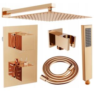 Mexen Cube DR02 sprchová súprava pre podomietkovú inštaláciu z dažďová sprcha 25 cm, zlatoružová - 77502DR0225-60