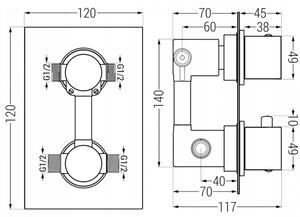Mexen Cube DR02 sprchová súprava pre podomietkovú inštaláciu z dažďová sprcha 25 cm, čierna - 77502DR0225-70