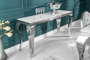 Dizajnový konzolový stôl Rococo 145 cm strieborný - mramor -