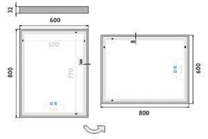 NIMCO ZP 13002VX - LED podsvietené kúpeľňové zrkadlo 3000-6500K 80x60 cm IP44