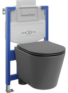 Mexen podomietkový WC systém Felix XS-U s WC misou Rico a pomaly klesajúcou doskou, šedá ciemny mat - 68530724071