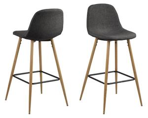 Dizajnová barová stolička Nayeli, šedá a prírodná