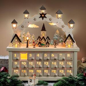 Visutý LED oblúk Vianočná dedina adventný kalendár