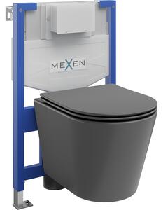 Mexen podomietkový WC systém Felix XS-F s WC misou Rico a pomaly klesajúcou doskou, šedá ciemny mat - 68030724071