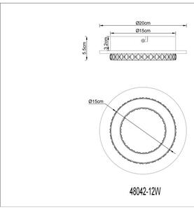 GLOBO 48042-12W JAYDEN stropné svietidlo D200mm LED 12W 1400/470lm 3000+4000+6500K biela, krištáľový efekt