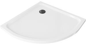 Mexen Flat polkruhová sprchová vanička slim 90 x 90 cm, biela, syfon čierna - 41109090B