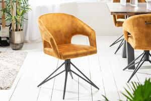 Dizajnová otočná stolička Age horčicovožltý zamat