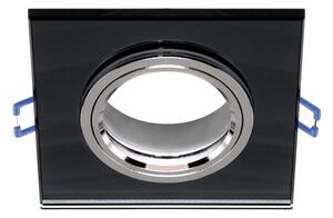 Strühm Rámik na bodovú žiarovku GU10, sklenený, štvorcový, čierne sklo SELENA D BLACK 3600
