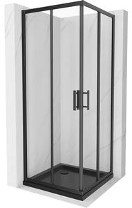 Mexen Rio štvorcová sprchová kabína 90 x 90 cm, transparentnéné, čierna + závesný bidet Flat, čierna - 860-090-090-70-00-4070B