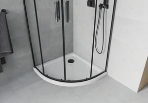 Mexen Rio polkruhová sprchová kabína 80 x 80 cm, transparentnéné, čierna + závesný bidet Flat, biela- 863-080-080-70-00-4110B