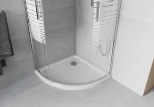 Mexen Rio polkruhová sprchová kabína 80 x 80 cm, pruhy, chrómová + závesný bidet Flat, biela- 863-080-080-01-20-4110