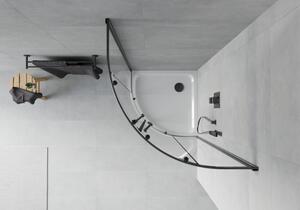 Mexen Rio polkruhová sprchová kabína 80 x 80 cm, transparentnéné, čierna + závesný bidet Flat, biela- 863-080-080-70-00-4110B