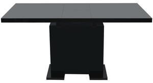 Rozkladací jedálenský stôl vysoko lesklý čierny