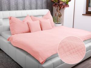 Biante Mušelínové posteľné obliečky Nature MSN-004 Pastelovo ružové Jednolôžko 140x200 a 70x90 cm