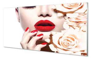 Nástenný panel  Ruže červené pery žena 100x50 cm