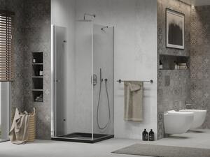 Mexen Lima sprchová kabína, skladacie dvere 80 x 80 cm, transparentnéné, chrómová + závesný bidet Flat, čierna