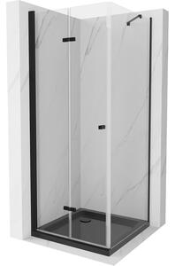 Mexen Lima sprchová kabína, skladacie dvere 90 x 90 cm, transparentnéné, čierna + závesný bidet Flat, čierna