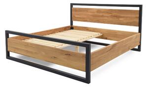 Masívna posteľ 160x200 Olivia v kombinácii dubového dreva a kovu