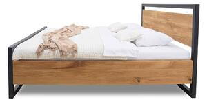 Masívna posteľ 160x200 Olivia v kombinácii dubového dreva a kovu