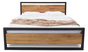 Masívna posteľ 180x200 Olivia v kombinácii dubu a kovu (výber z viacerých rozmerov)