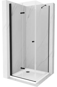 Mexen Lima sprchová kabína, skladacie dvere 70 x 70 cm, transparentnéné, čierna + závesný bidet Flat, biela