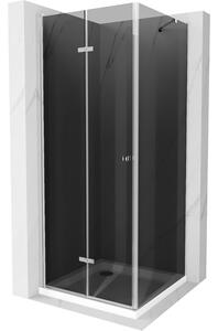 Mexen Lima sprchová kabína, skladacie dvere 90 x 90 cm, grafitová čierna, chrómová + závesný bidet Flat, biela