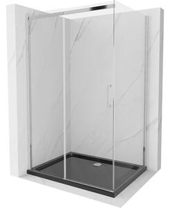 Mexen Omega sprchová kabína, posuvné dvere 120 x 80 cm, transparentnéné, chrómová + závesný bidet Flat, čierna