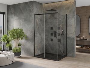 Mexen Omega sprchová kabína, posuvné dvere 100 x 80 cm, transparentnéné, čierna + závesný bidet Flat, čierna