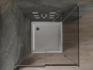 Mexen Omega sprchová kabína, posuvné dvere 100 x 100 cm, grafitová čierna, chrómová + závesný bidet Flat, bialy