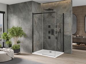 Mexen Omega sprchová kabína, posuvné dvere 100 x 70 cm, transparentnéné, čierna + závesný bidet Flat, biela