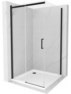 Mexen Omega sprchová kabína, posuvné dvere 100 x 100 cm, transparentnéné, čierna + závesný bidet Flat, biela