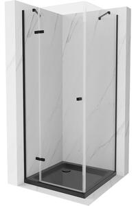 Mexen Roma sprchová kabína, kyvné dvere 80 x 80 cm, transparentnéné, čierna + závesný bidet Flat, čierna