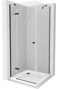 Mexen Roma sprchová kabína, kyvné dvere 80 x 80 cm, transparentnéné, čierna + závesný bidet Flat, biela- 854-080-080-70-00-4010B