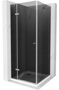 Mexen Roma sprchová kabína, kyvné dvere 90 x 90 cm, grafitová čierna, chrómová + závesný bidet Flat, biela