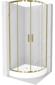 Mexen Rio polkruhová sprchová kabína 70 x 70 cm, transparentnéné, zlatá + závesný bidet Rio, biela- 863-070-070-50-00-4710