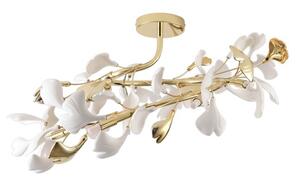 Stropné svietidlo 70 cm 6x G9 zlaté s keramickými bielymi lístkami Zuma Line LEAF MX2858-6-EGN