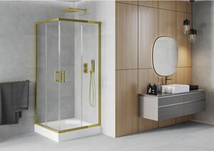 Mexen Rio štvorcová sprchová kabína 90 x 90 cm, transparentnéné, zlatá + závesný bidet Rio, biela- 860-090-090-50-00-4510