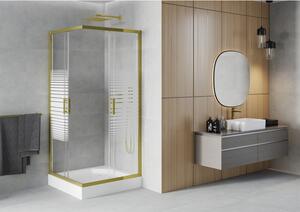 Mexen Rio štvorcová sprchová kabína 90 x 90 cm, pruhy, zlatá + závesný bidet Rio, biela- 860-090-090-50-20-4510