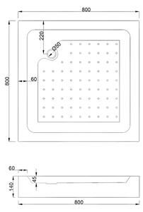 Mexen Rio štvorcová sprchová kabína 80 x 80 cm, pruhy, čierna + závesný bidet Rio, biela- 860-080-080-70-20-4510