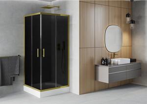 Mexen Rio štvorcová sprchová kabína 90 x 90 cm, grafitová čierna, zlatá + závesný bidet Rio, biela- 860-090-090-50-40-4510