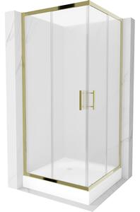 Mexen Rio štvorcová sprchová kabína 90 x 90 cm, inovať, zlatá + závesný bidet Rio, biela- 860-090-090-50-30-4510