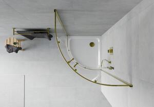 Mexen Rio polkruhová sprchová kabína 90 x 90 cm, transparentnéné, zlatá + závesný bidet Flat, biela- 863-090-090-50-00-4110G