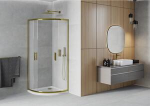 Mexen Rio polkruhová sprchová kabína 80 x 80 cm, inovať, zlatá + závesný bidet Flat, biela- 863-080-080-50-30-4110G