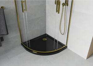 Mexen Rio polkruhová sprchová kabína 90 x 90 cm, transparentnéné, zlatá + závesný bidet Flat, čierna - 863-090-090-50-00-4170G
