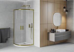 Mexen Rio polkruhová sprchová kabína 80 x 80 cm, inovať, zlatá + závesný bidet Flat, biela- 863-080-080-50-30-4110G