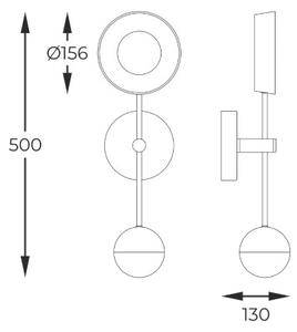 LED nástenné svietidlo 1300 lm 3000K čierno zlaté 3-krokové stmievanie Zuma Line LARA MB7170-2-3BGT